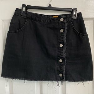 Pilcro and the Letterpress No.04 Black denim cut off mini skirt